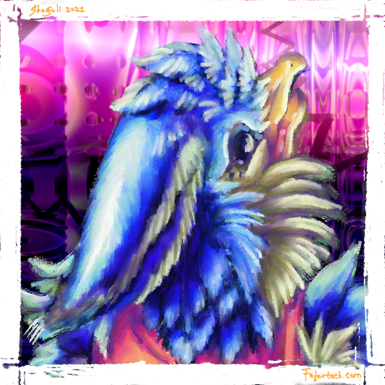 Nallin, an anthropomorphic bluejay, for Art Fight 2021.